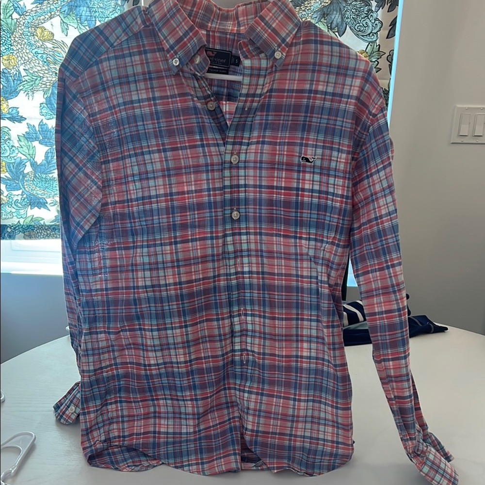 Vineyard Vines Men's Classic Fit Tucker Shirt - Pink and Blue